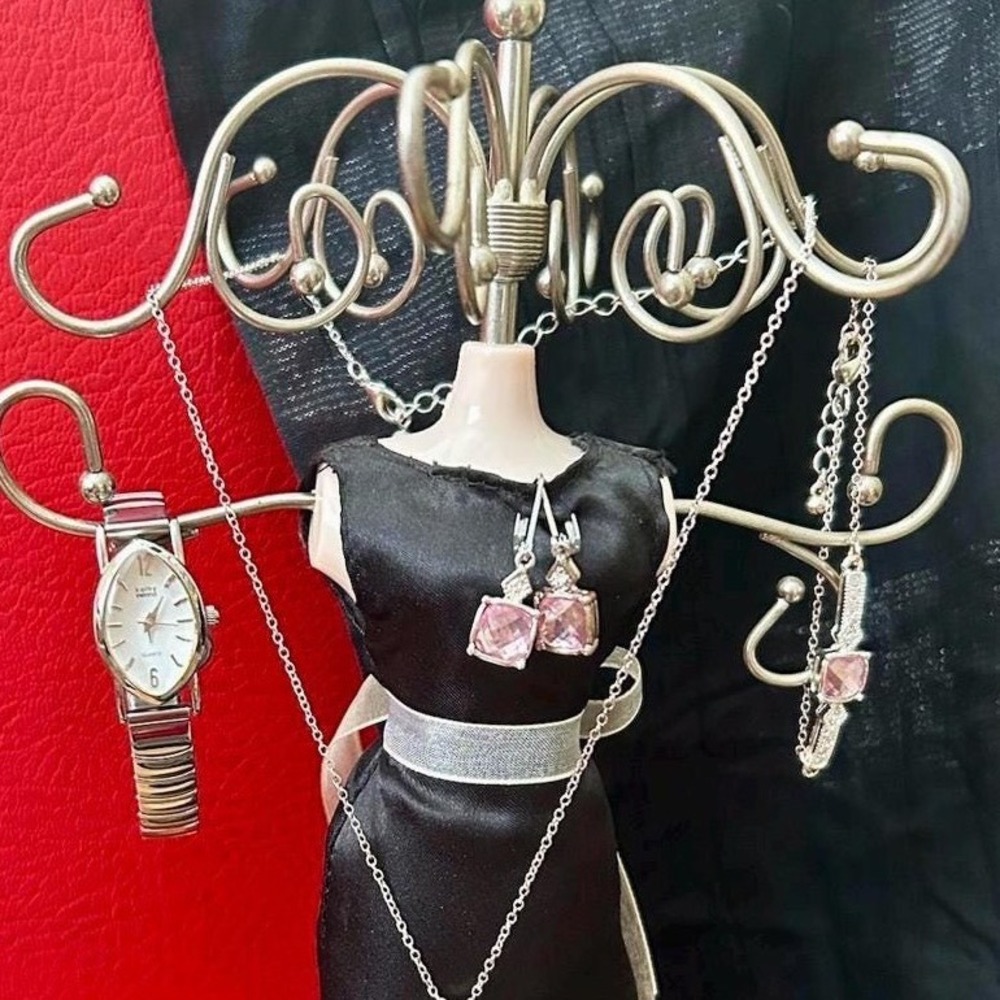 Avon Jewelry Set Kathy Ireland Watch Womens OS Pink‎ Silver Excellent 4pc Lot